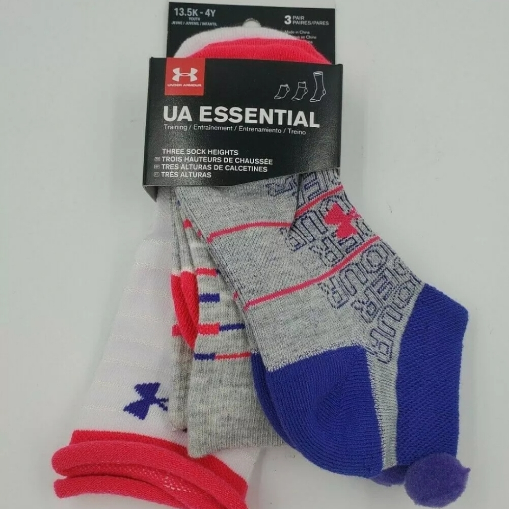 3 Pair Under Armour Girls Socks